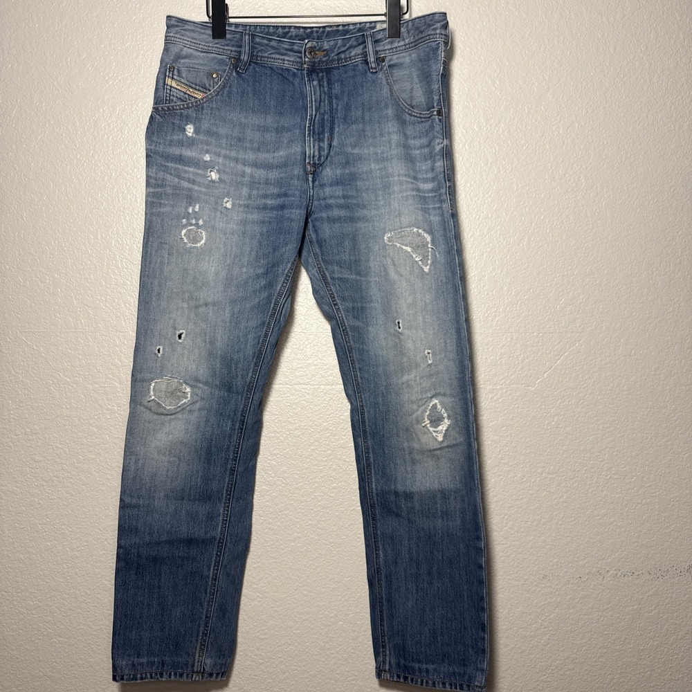 Diesel Krayver Jeans‎ Mens 32x32 (34x30)  Regular Slim Carrot Wash Whisker